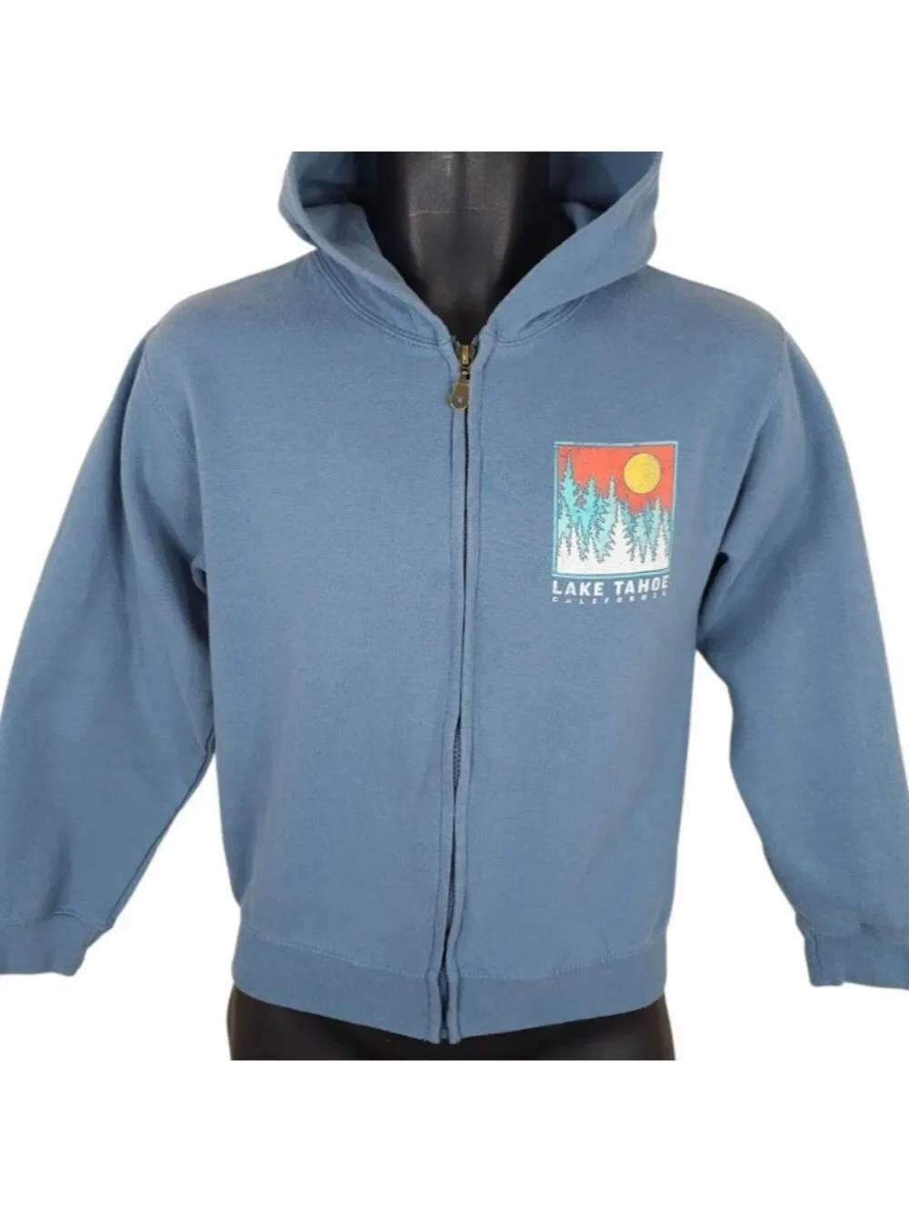 Lake Tahoe Sweatshirt Hoodie Youth Size 14 16 Blue Full Zip Travel Destination